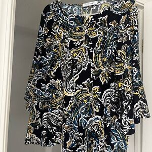 Jones Studio Blue and Yellow Patterned Top